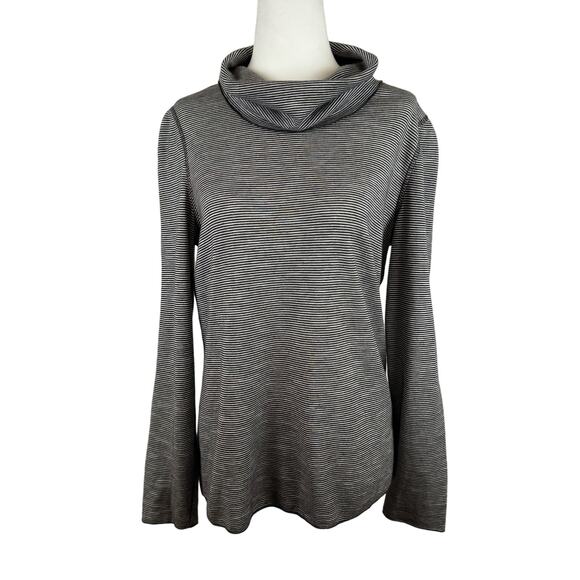 Lafayette 148 Striped Turtleneck Sweater in Black and White Sz M | Comfy Neutral - Picture 1 of 12